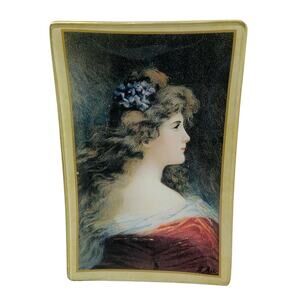 Asti Glass Pin Vanity Ring Dish Small Tray Edwardian Victorian Woman Portrait